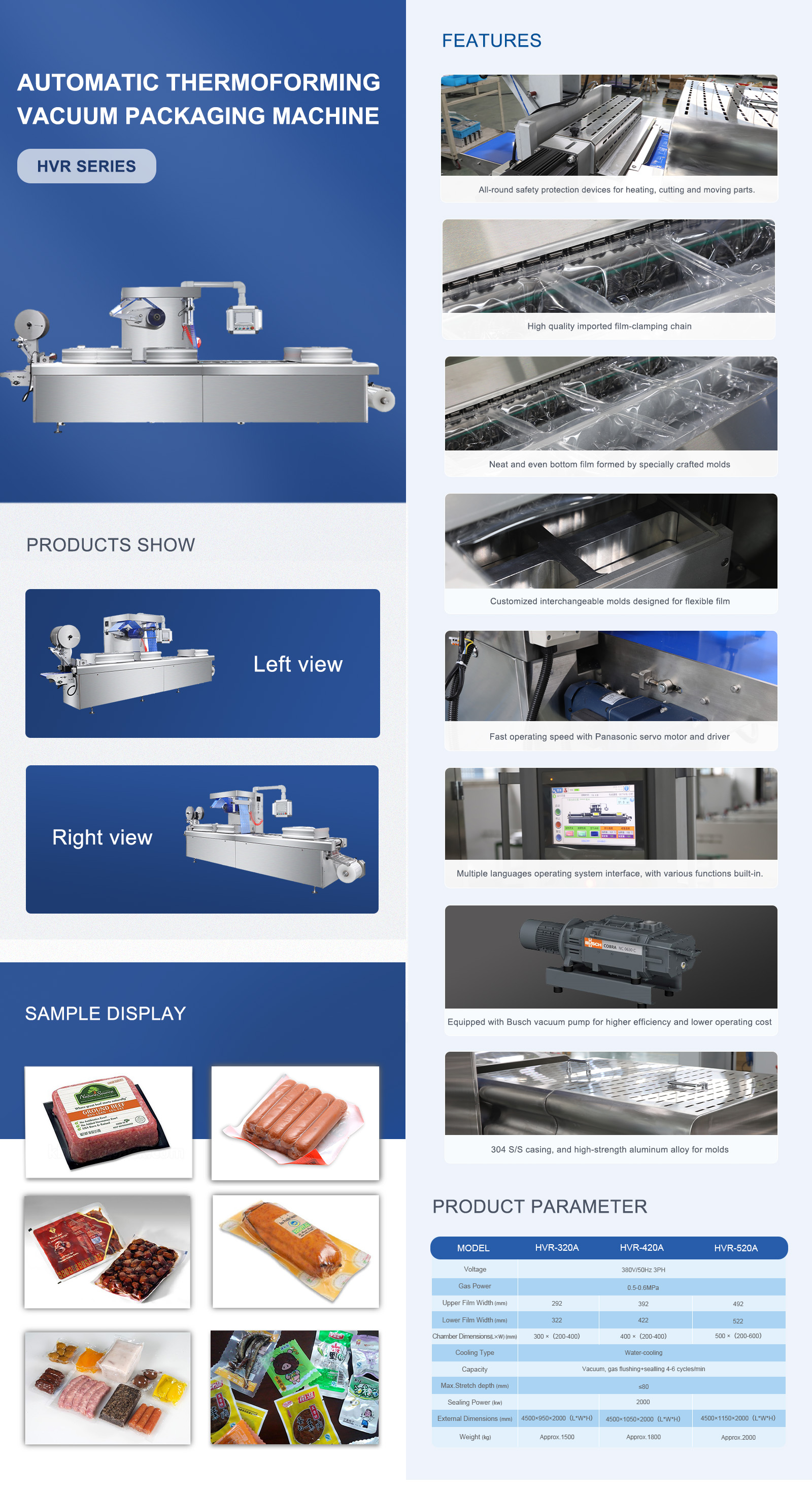 Mesin Pengemas Thermoforming Vakum Berkelanjutan Hualian