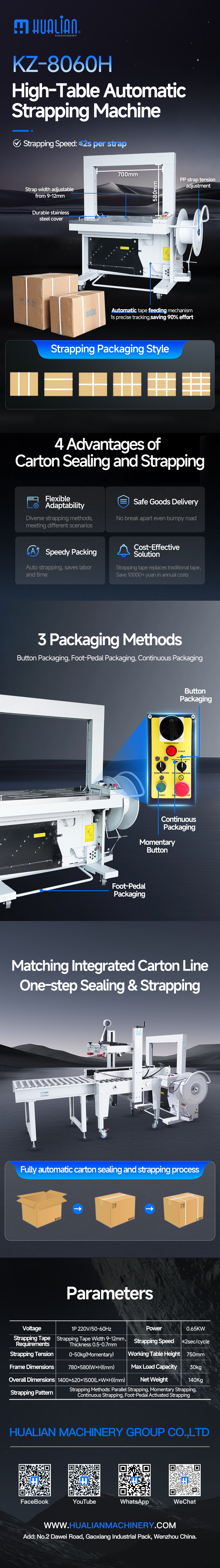 KZ-8060H Mesin Strapping Otomatis Tabel Tinggi