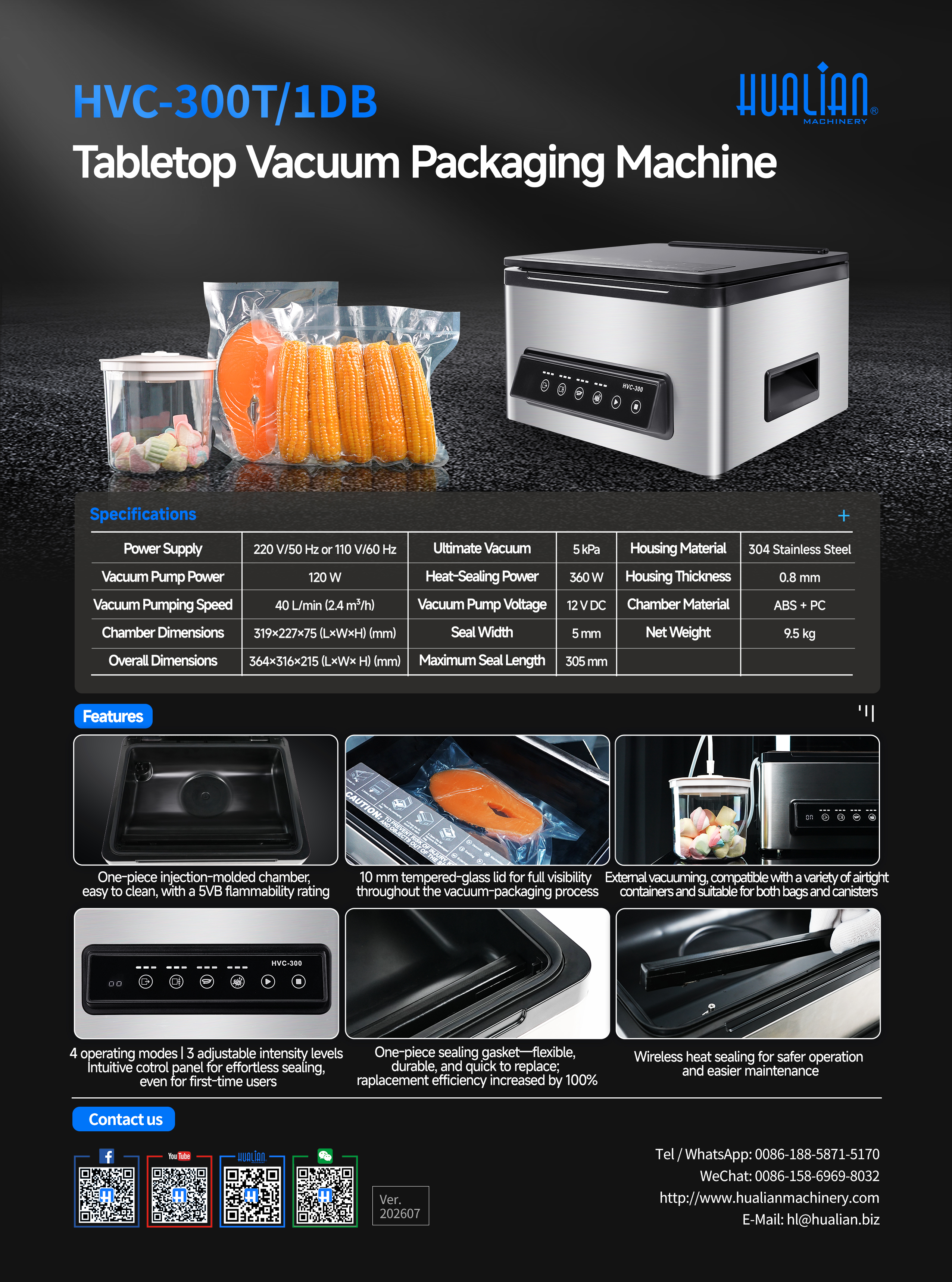 Mesin penyegel vakum Kamar Hualian HVC-300T∕1DB